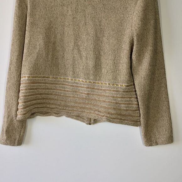 St. John Sport Marie Gray Gold Brown Knit Cardigan Jacket Long Sleeve M - Picture 10 of 15